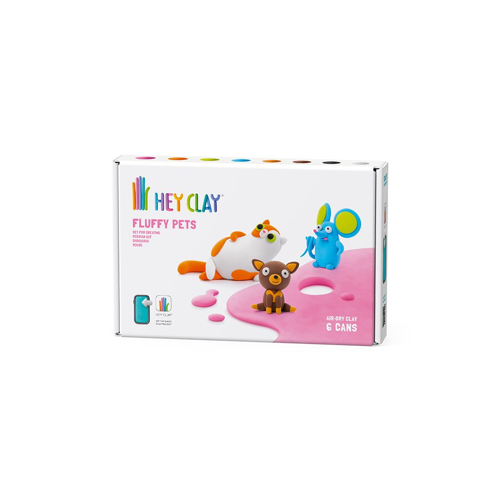 Hey Clay Fluffy Pets - Persian Cat, Mouse, Chihuahua (6 Cans)