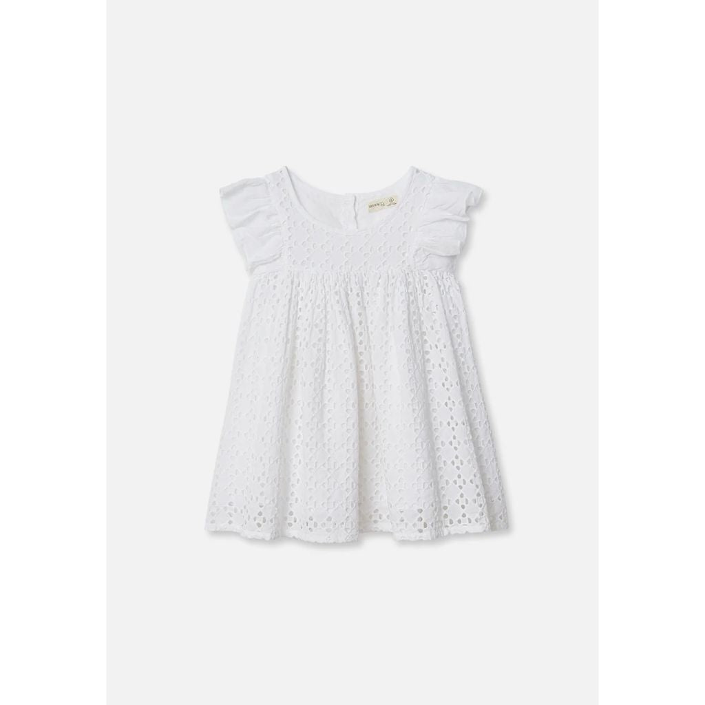 Miann & Co Flutter Shoulder Dress (Shell Broderie)