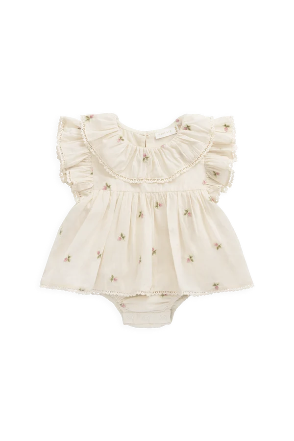 Jamie Kay Organic Cotton Frannie Playsuit (Rosebud Egret)
