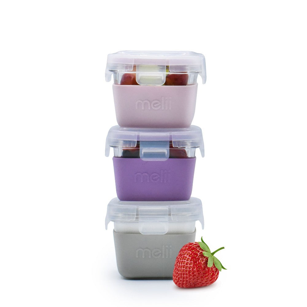 Melii Glass Containers with Sleeve 3pk (Purple Pink Grey)