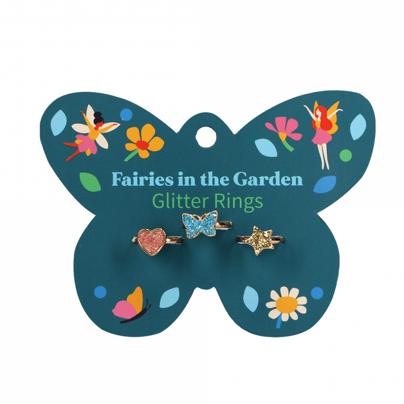 Rex London Glitter Rings Set of 3 (Fairies In The Garden)