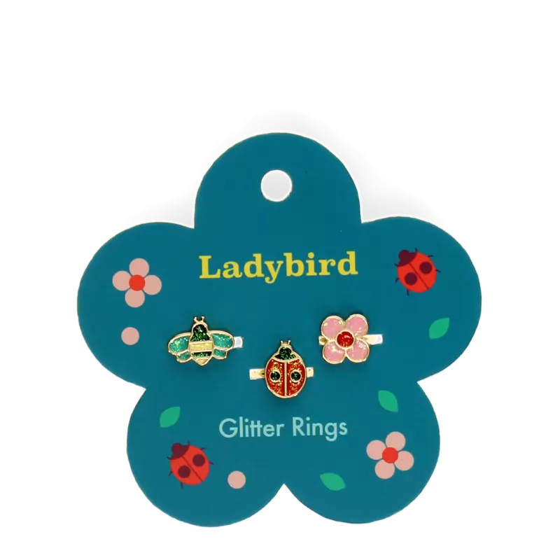 Rex London Glitter Rings Set of 3 (Ladybird)