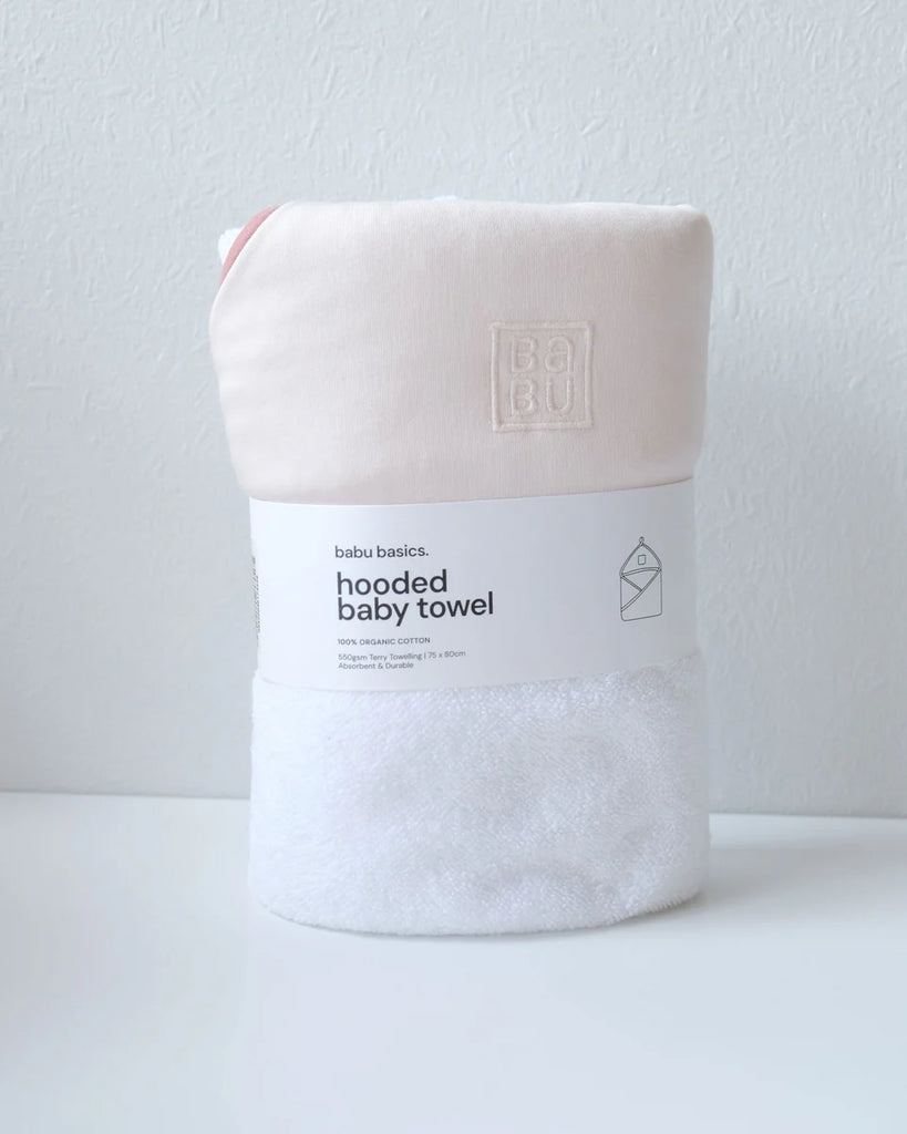 Babu Terry Hooded Baby Towel (Petal with Rose Trim)