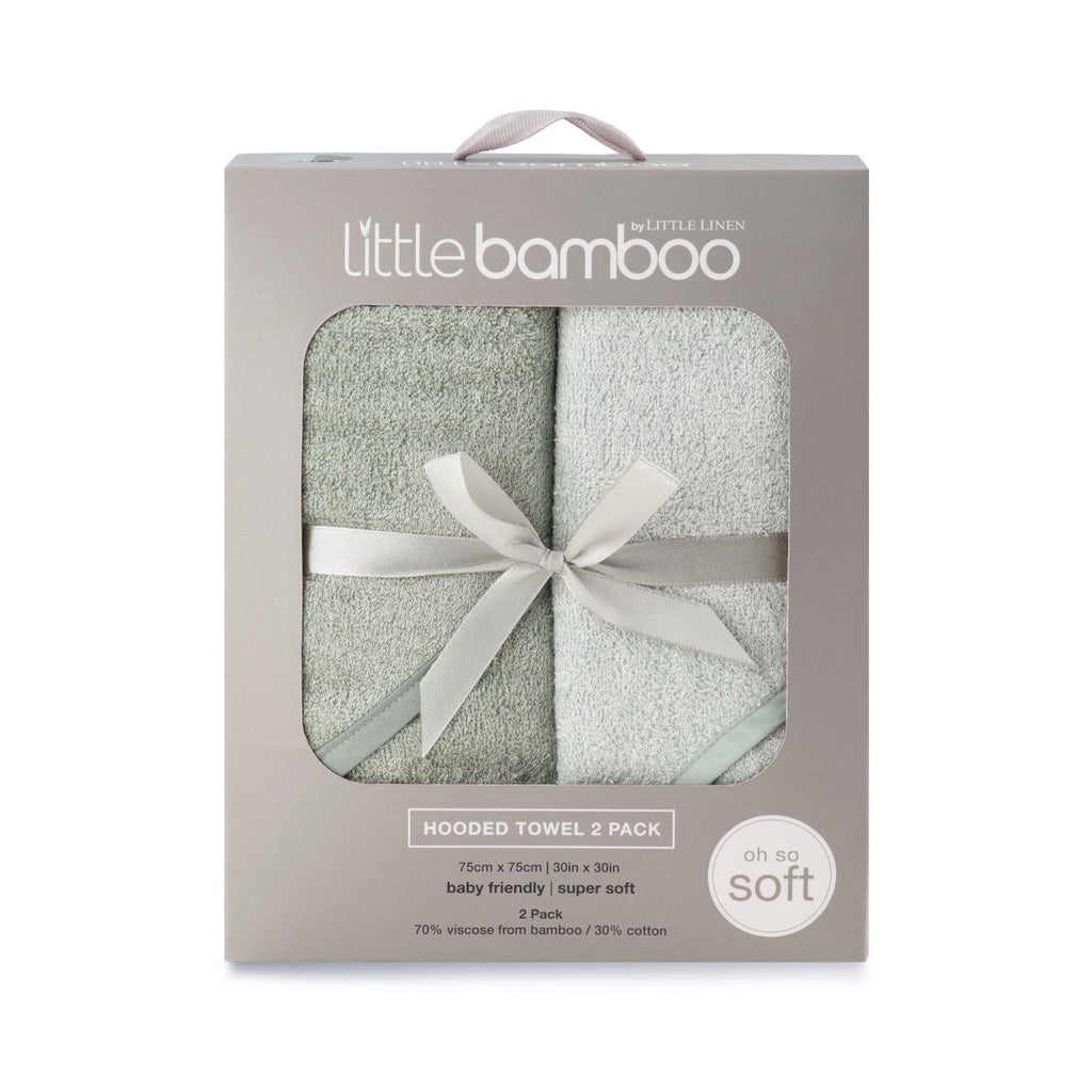 Little Linen Bamboo Hooded Towel 2pk (Bayleaf)