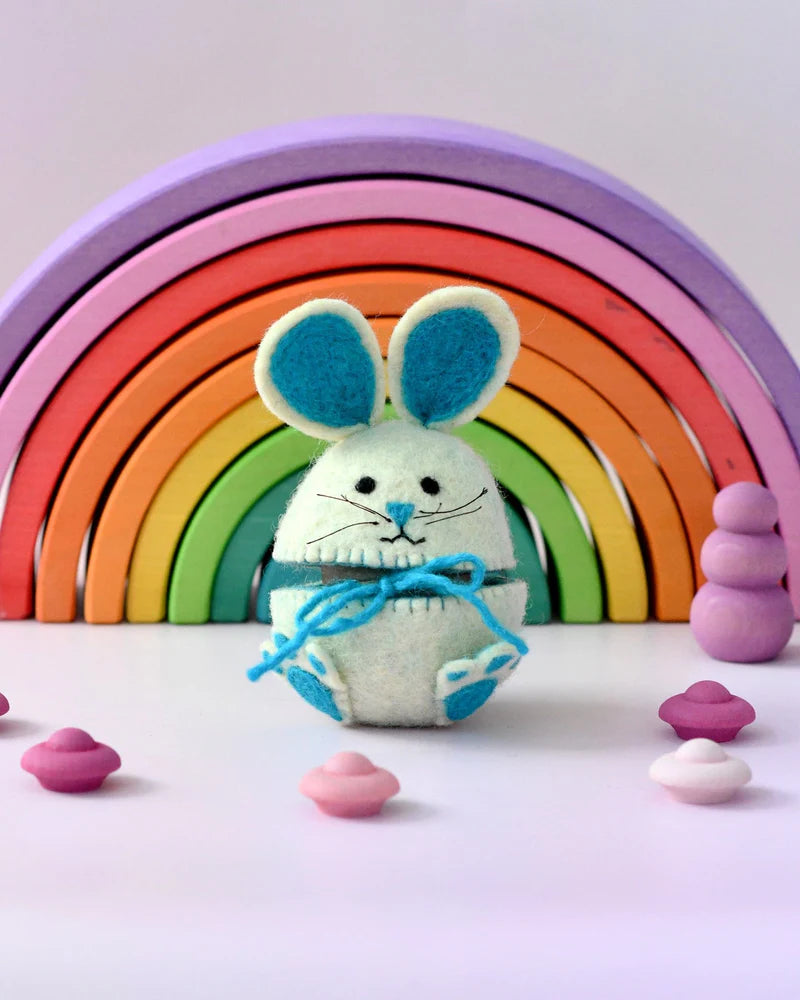 Tara Treasures Hopping Bunny Felt Egg Cover (Blue)