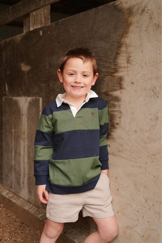 Jubee & Co Angus L/S Rugby Top (Green/Navy)