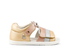 Bobux I Walk Mirror Sandal (Quickdry Pale Gold + Rose Gold Stripe)