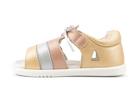 Bobux I Walk Mirror Sandal (Quickdry Pale Gold + Rose Gold Stripe)