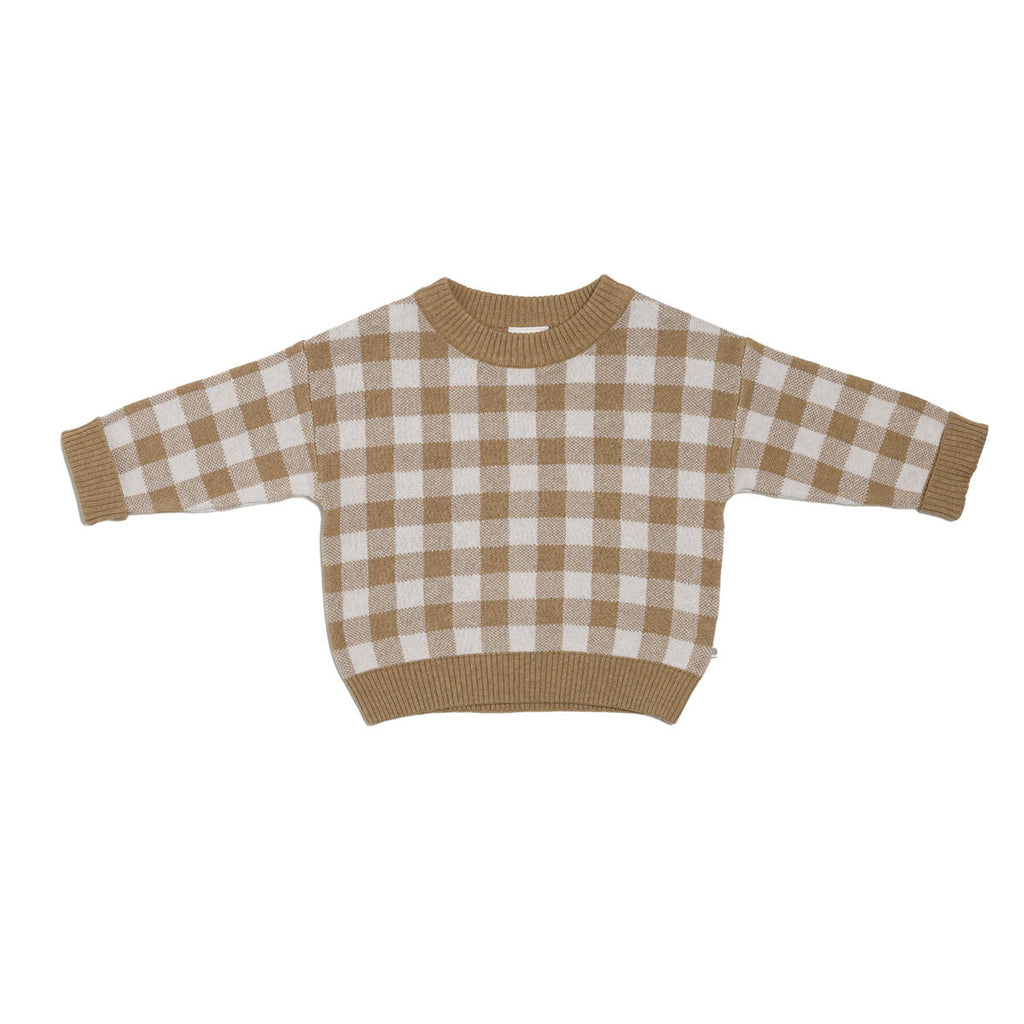 KYND Baby Jacquard Knit Jumper (Neutral Gingham)