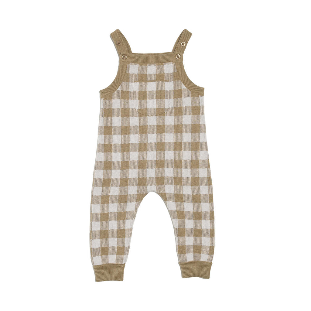 KYND Baby Jacquard Knit Overalls (Neutral Gingham)