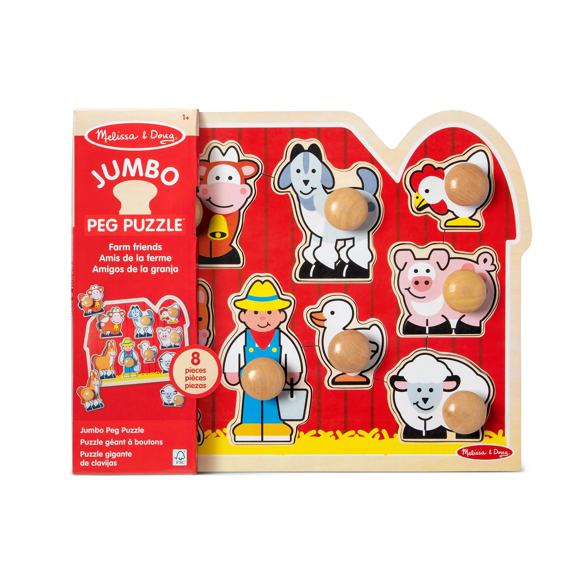 Melissa & Doug Jumbo Wooden Knob Puzzle (Farm Friends)
