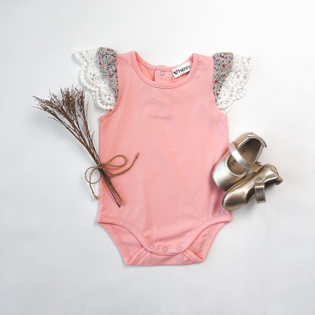 Love Henry Baby Girls Knit Romper (Peach Pink)