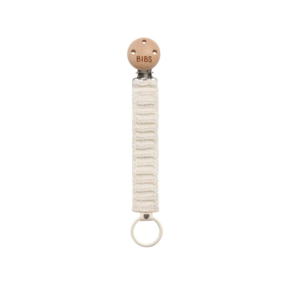 Bibs Knitted Pacifier Clip (Ivory)