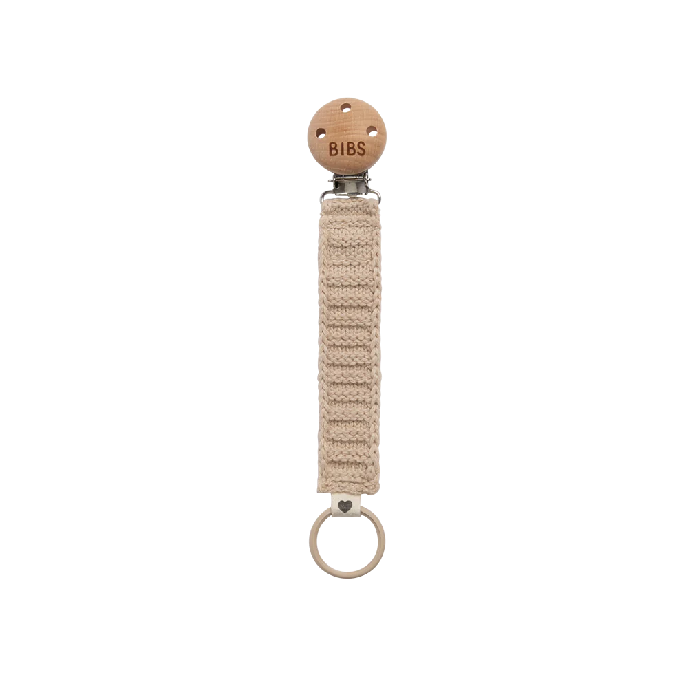 Bibs Knitted Pacifier Clip (Vanilla)