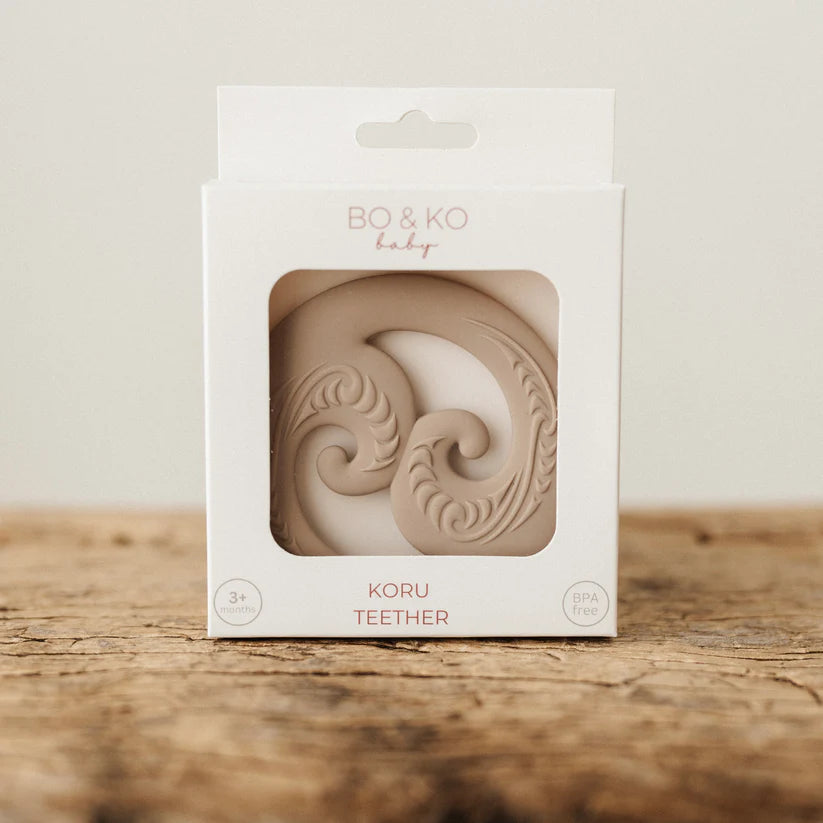 Bo & Ko Baby Koru Teether (Latte)