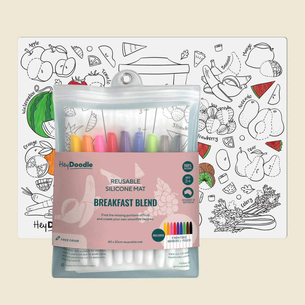 HeyDoodle Large Reusable Silicone Activity Mat (Breakfast Blend)