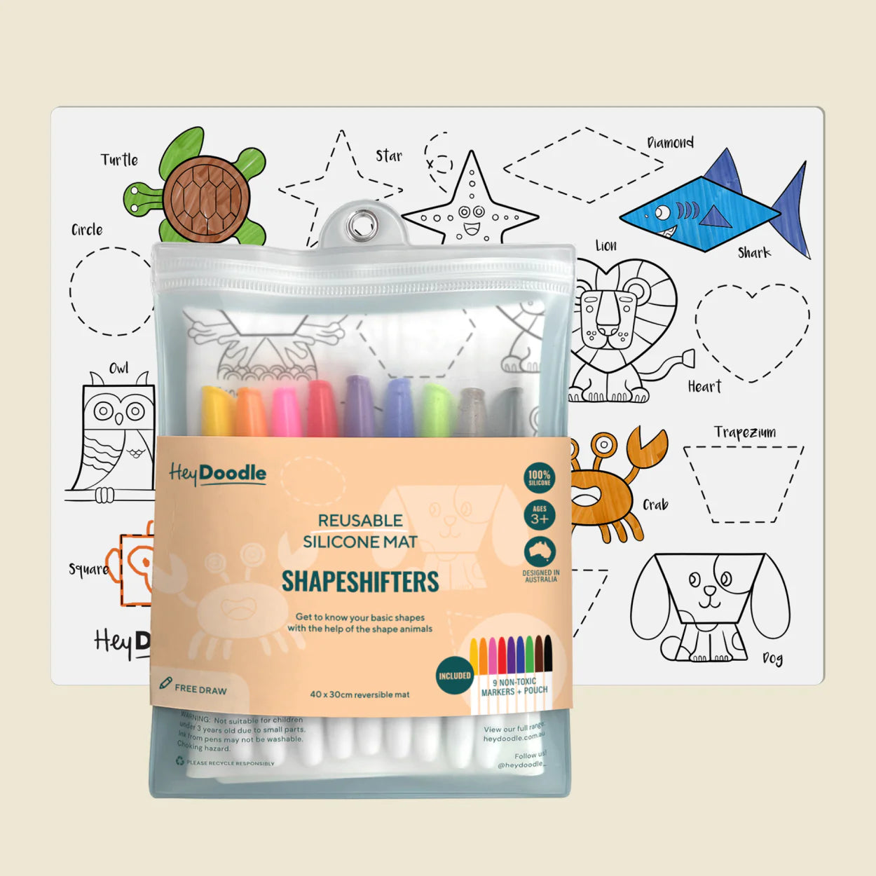HeyDoodle Large Reusable Silicone Activity Mat (Shapeshifters)