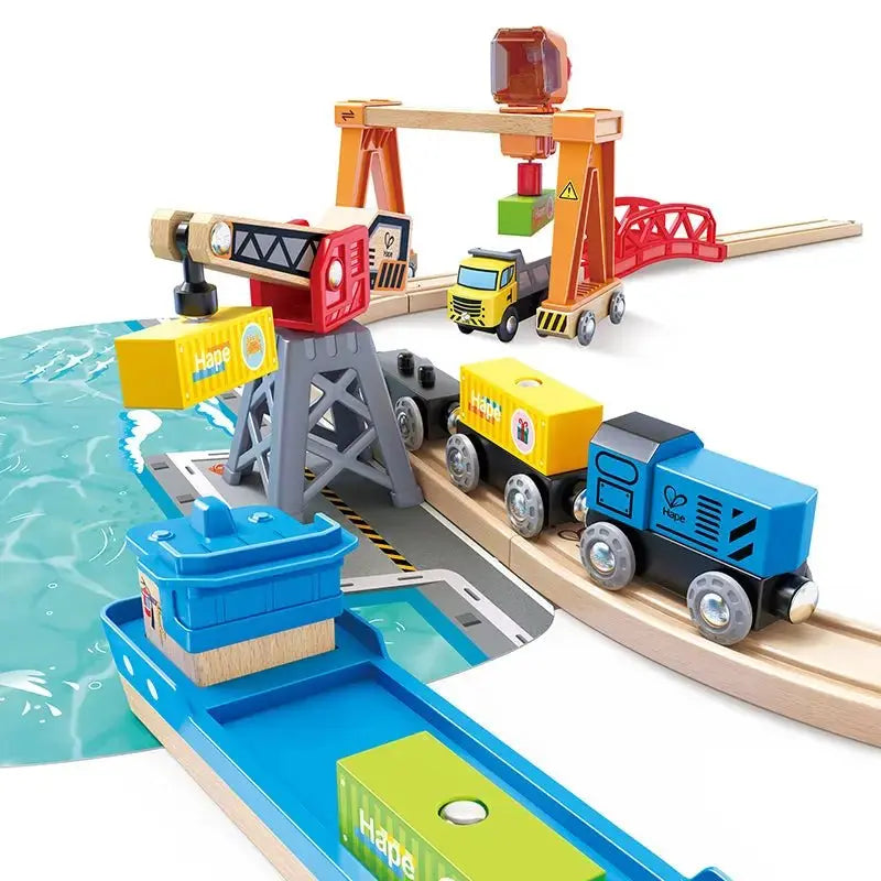 Hape Train Lift & Load Harbour Set