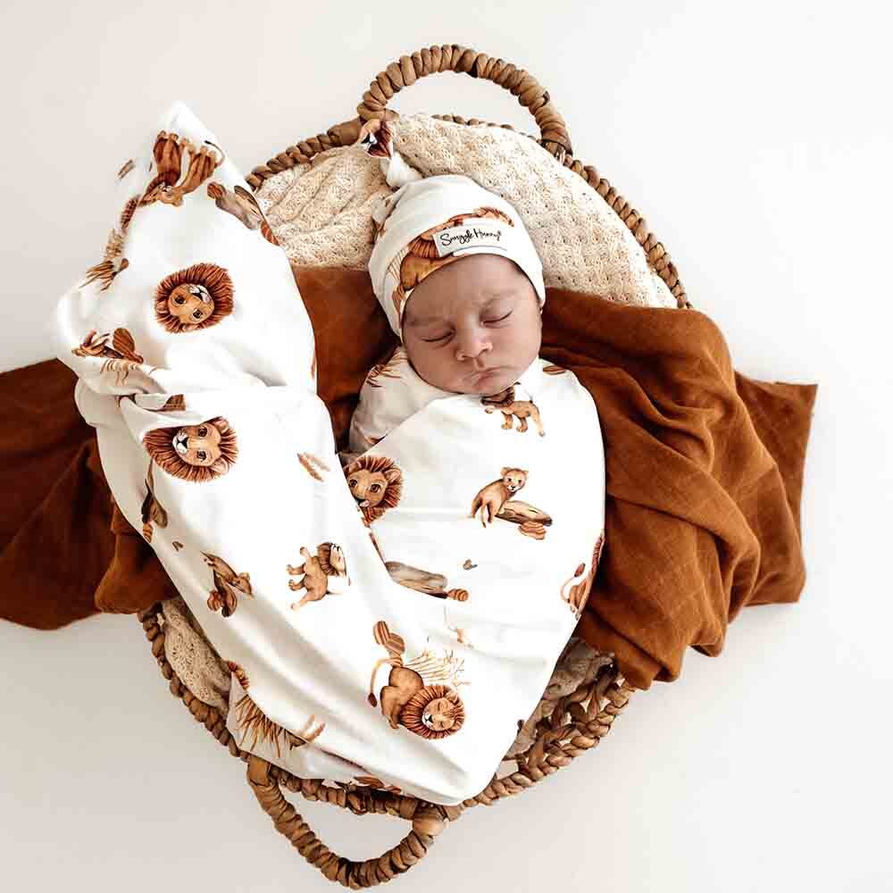 Snuggle Hunny Kids Baby Jersey Wrap & Beanie Set (Lion)