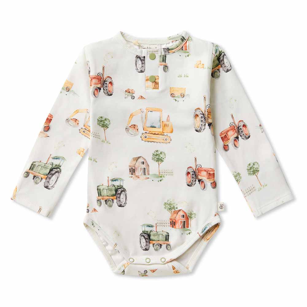 Snuggle Hunny Kids L/S Organic Bodysuit (Diggers & Tractors)