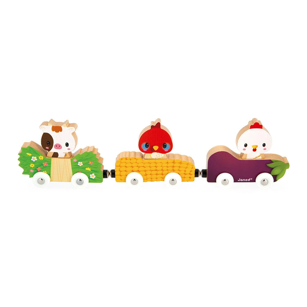 Janod Wooden Magnetic Farm Animal Cars