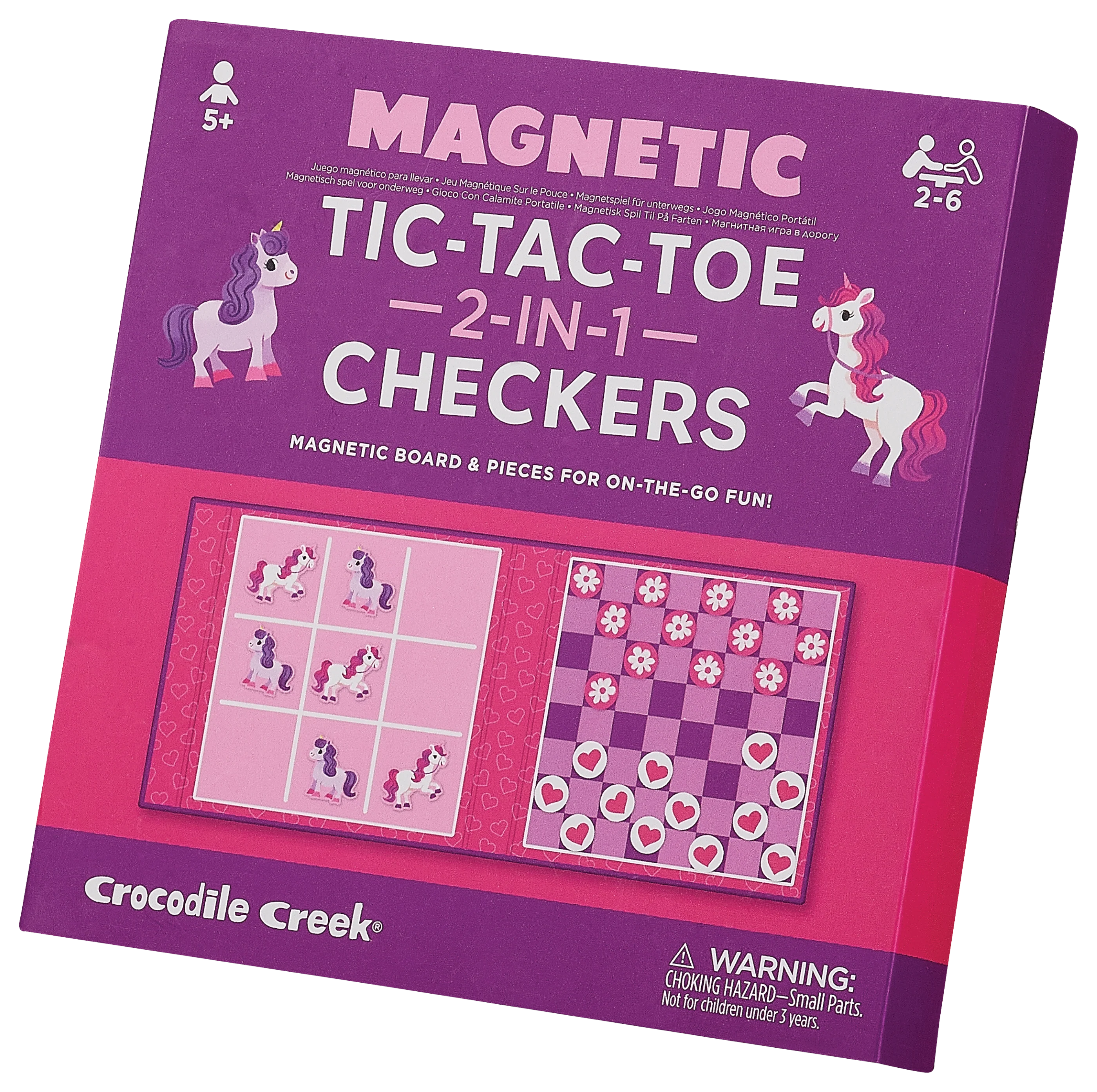 Crocodile Creek 2-in1 Magnetic Tic Tac Toe & Checkers (Unicorn)