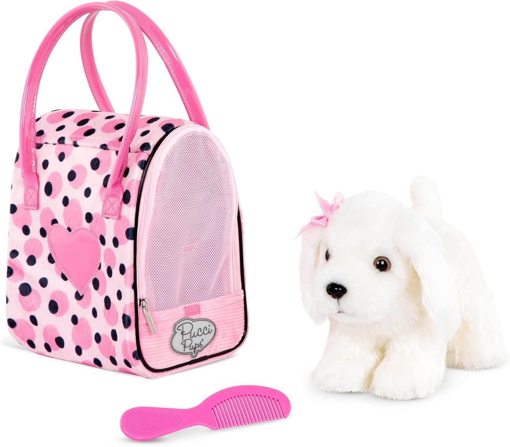 Pucci Pups Pink Polka Dot Print Bag with Maltese Pup