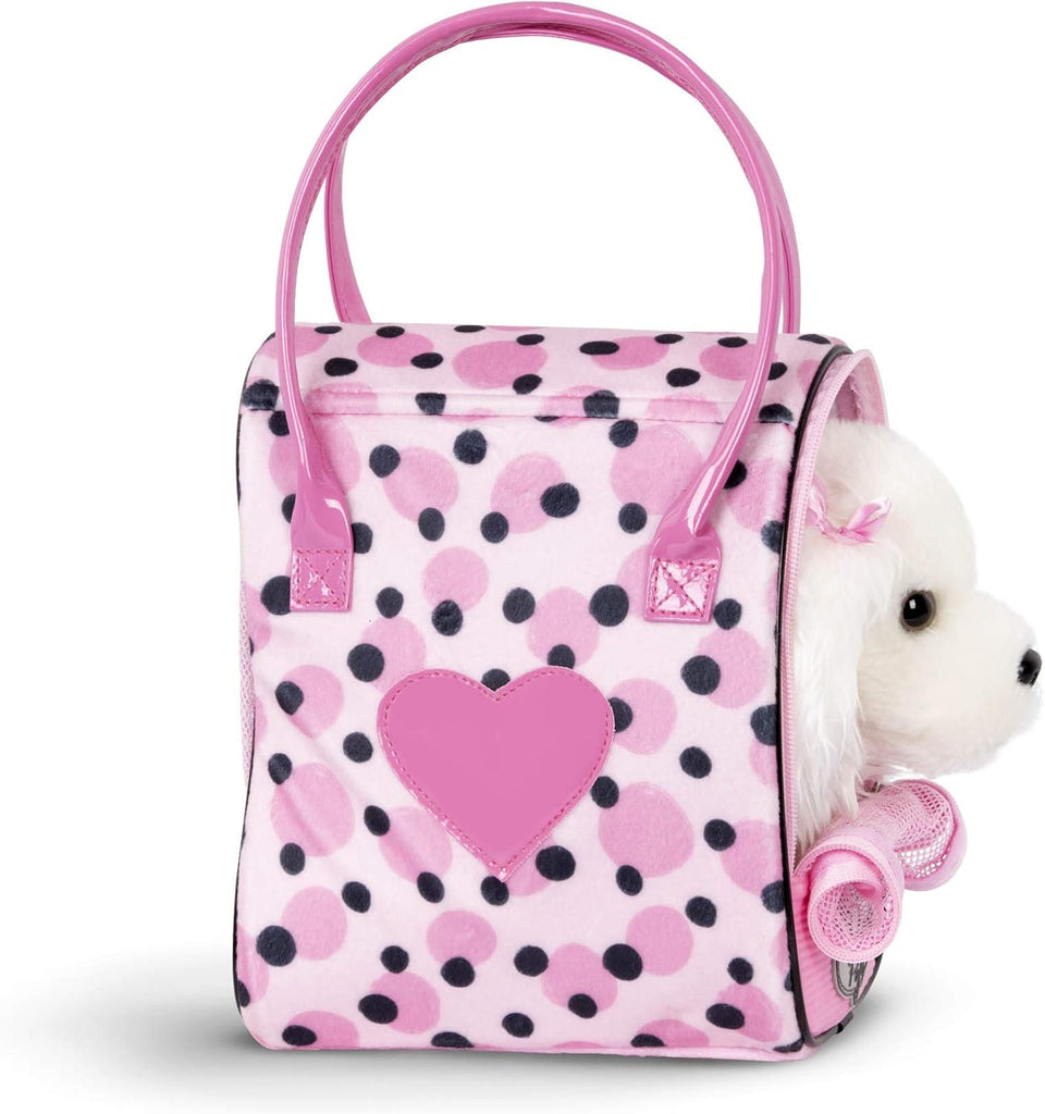 Pucci Pups Pink Polka Dot Print Bag with Maltese Pup