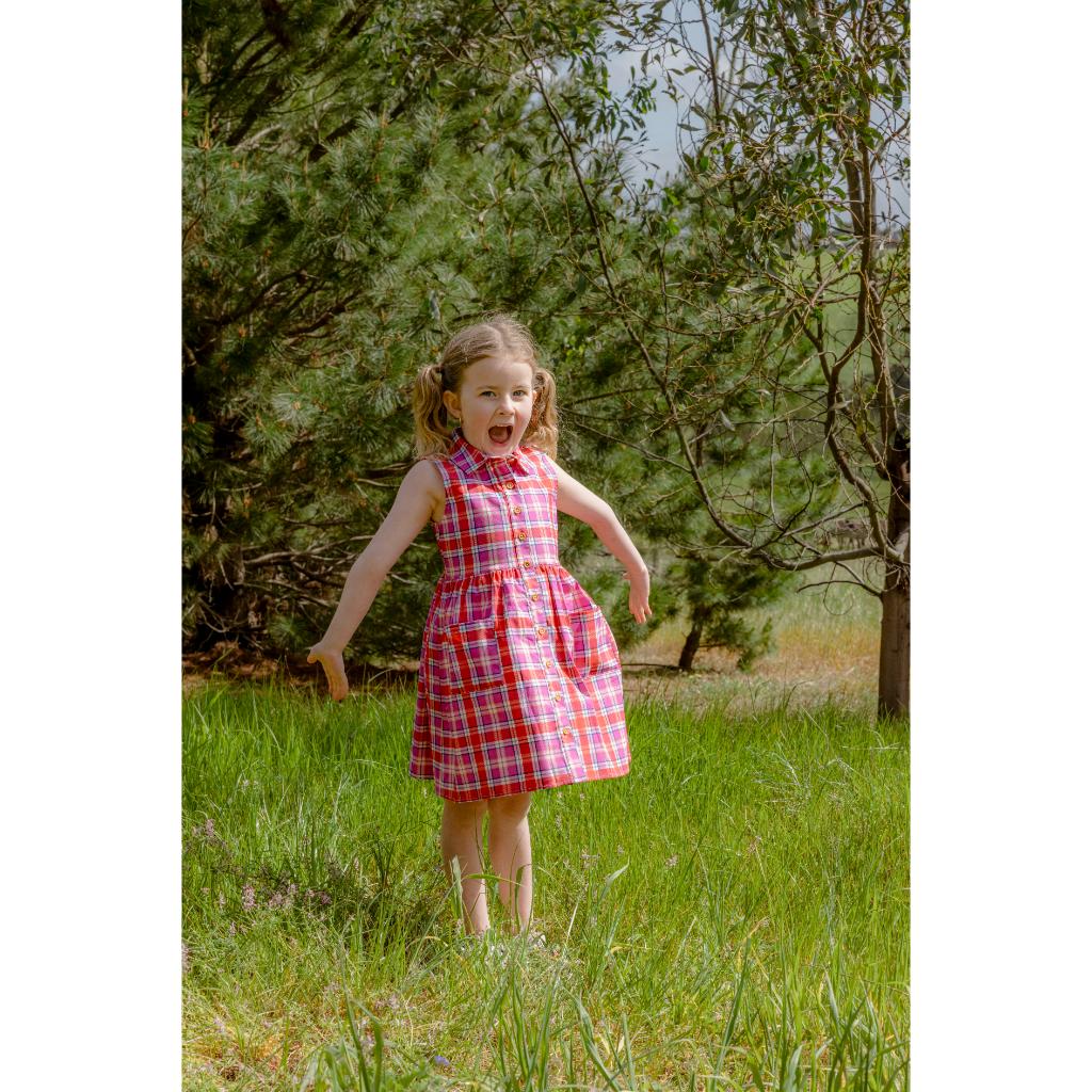 Milky Sunset Plaid Check Dress