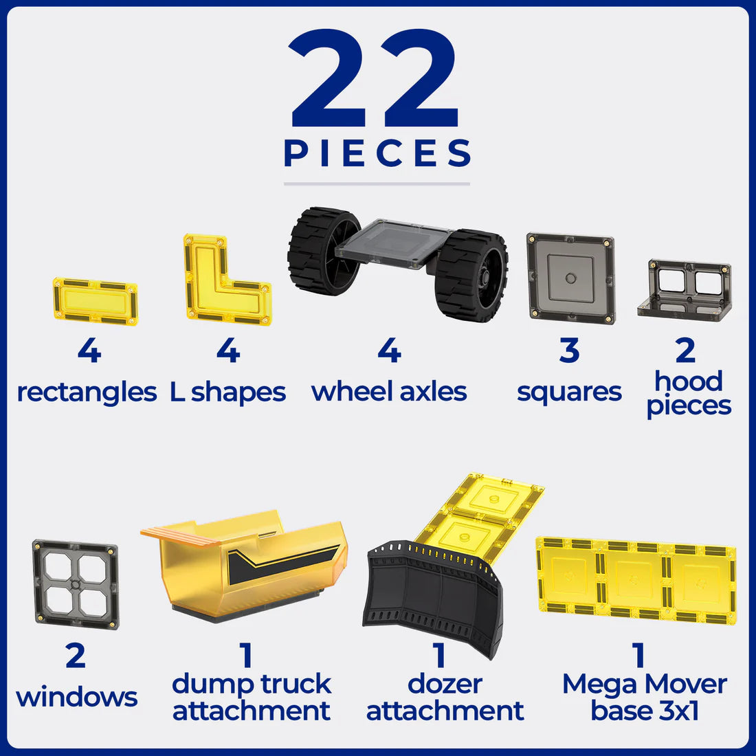 TileTek Magnetic Tiles Mega Earth Movers (22pc)