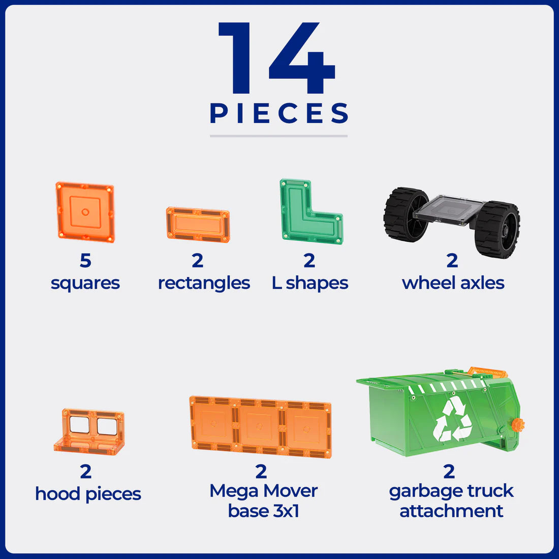 TileTek Magnetic Tiles Mega Recycling Truck (14pc)
