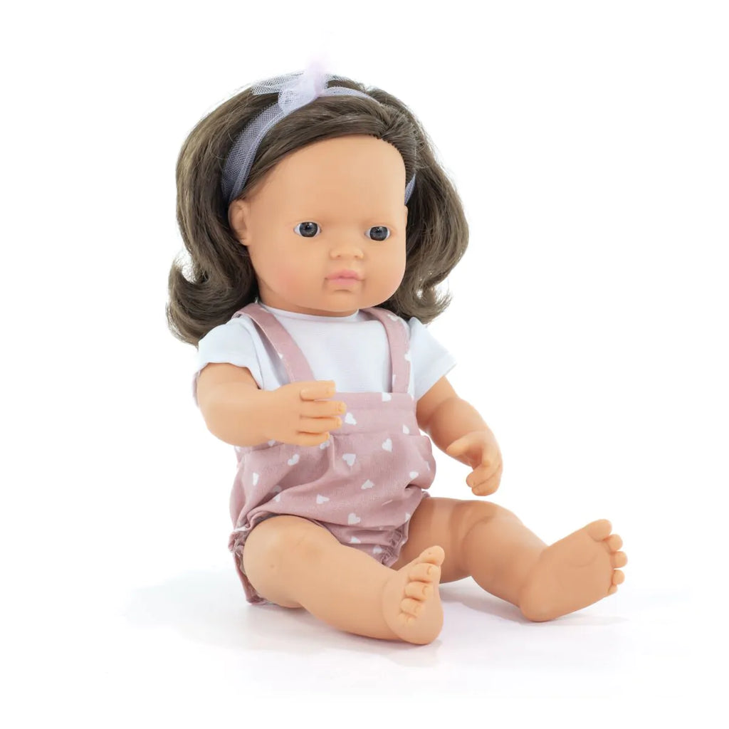 Miniland My Friends & Me 38cm Doll (Brown Hair Caucasian Girl w. Outfit)