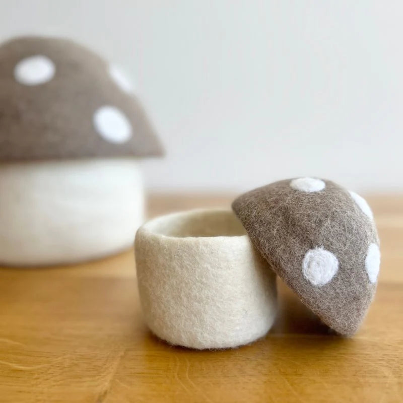 Sheep-ish Design Mini Felt Toadstool Trinket Box (Fawn)