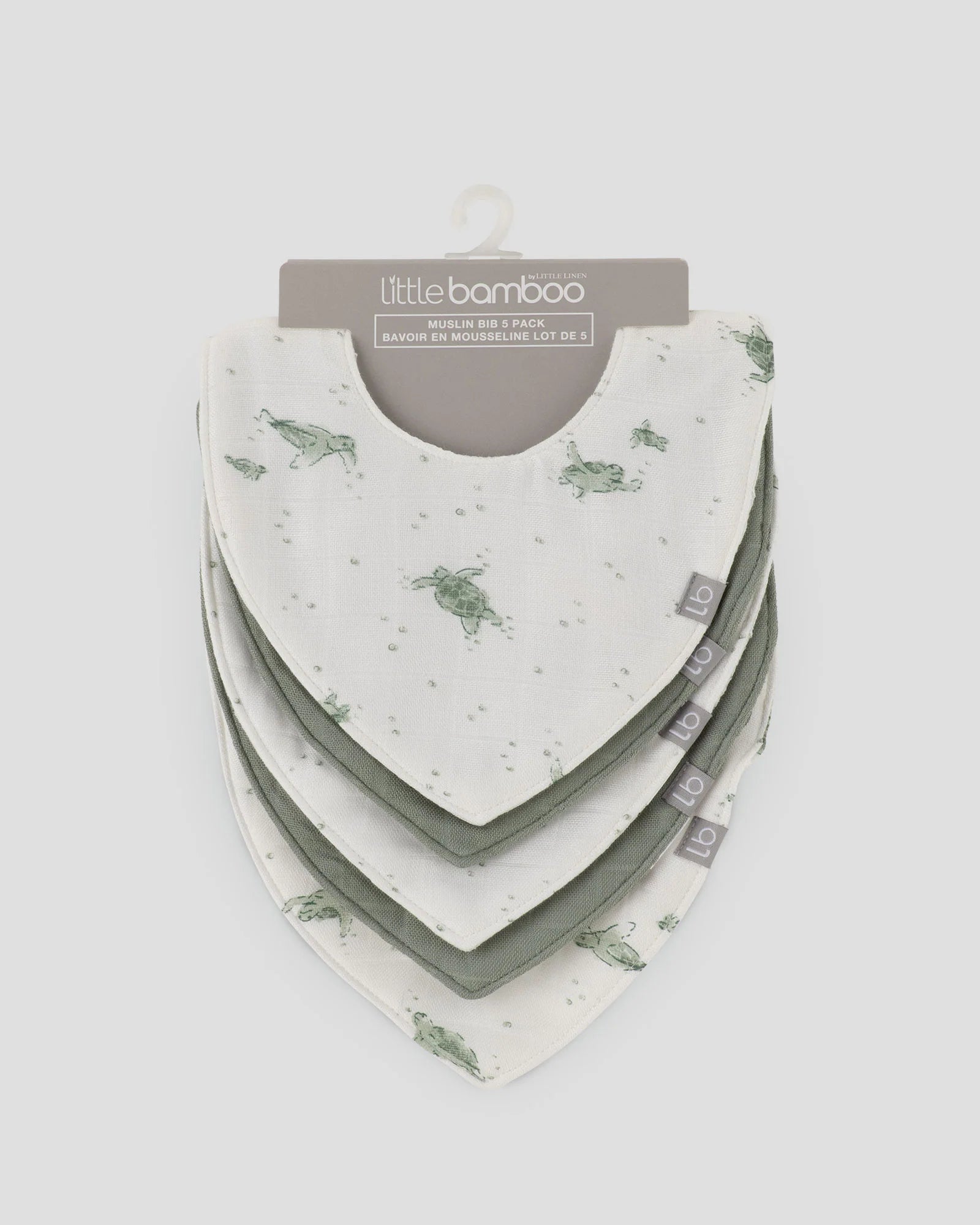 Little Linen Muslin Bib 5pk (Turtle Bay)