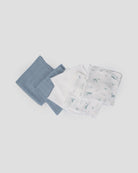 Little Linen Muslin Washcloths 6pk (Retro Blue)