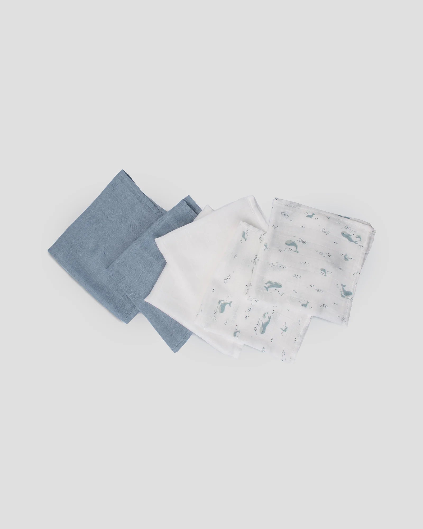 Little Linen Muslin Washcloths 6pk (Retro Blue)