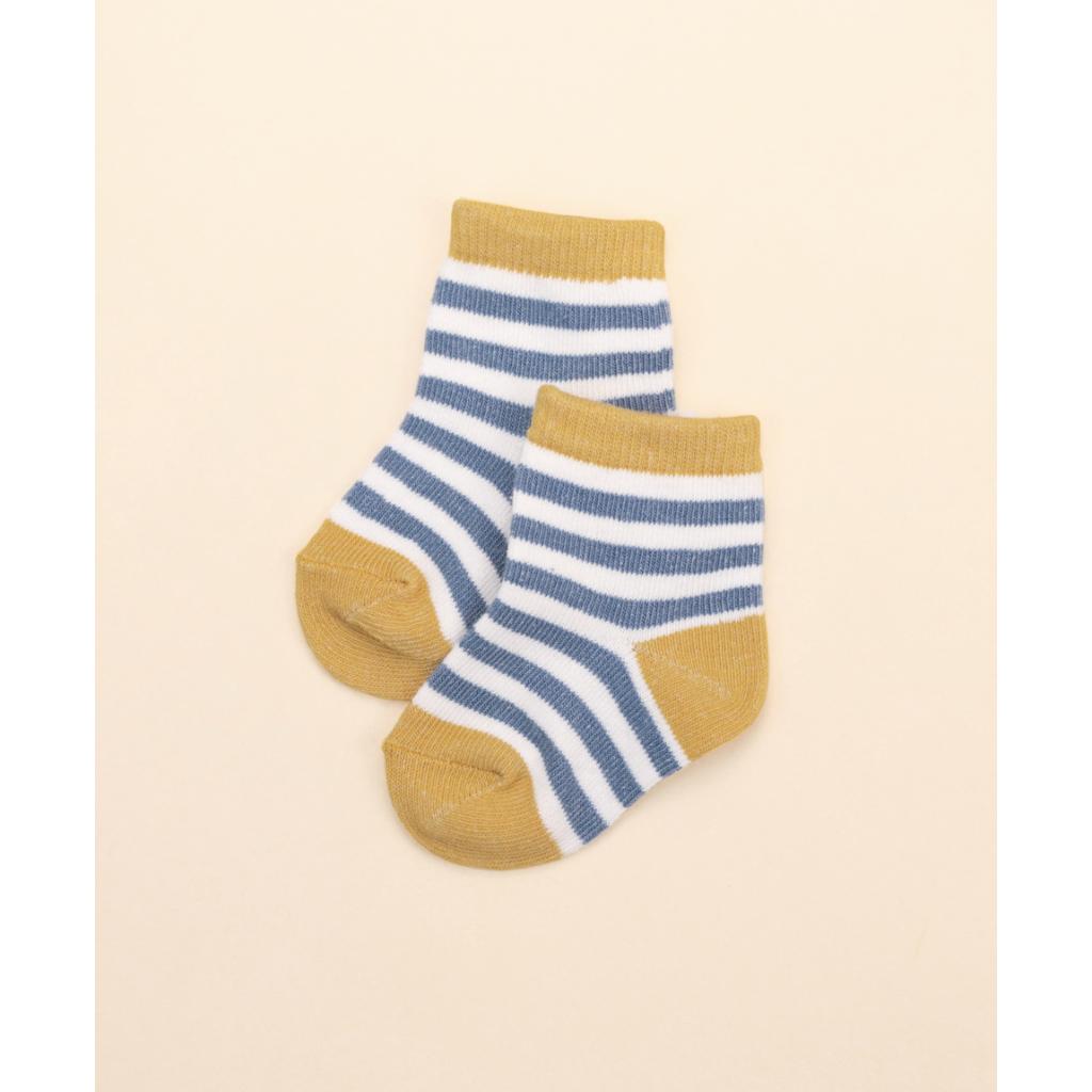 Lummi in Colour Baby Socks (Blue & Mustard Stripes)
