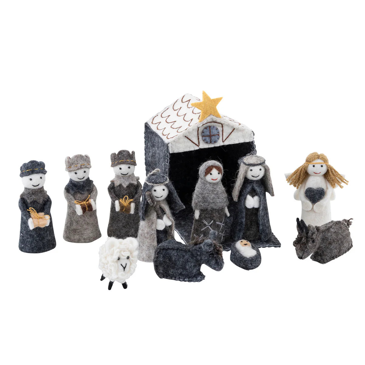 Pashom Felt Nativity House Set (Natural)