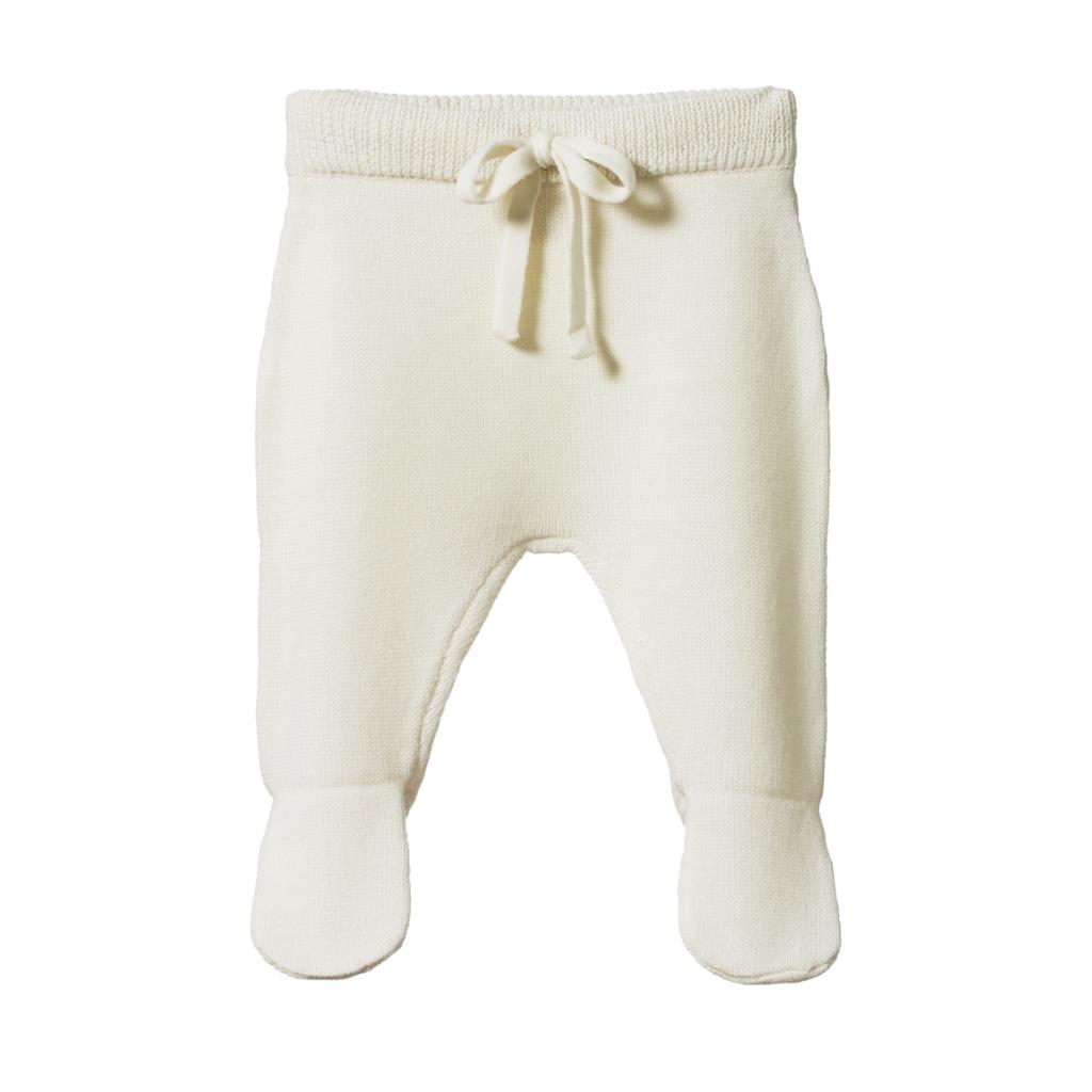 Nature Baby Merino Knit Footed Romper Pants (Natural)