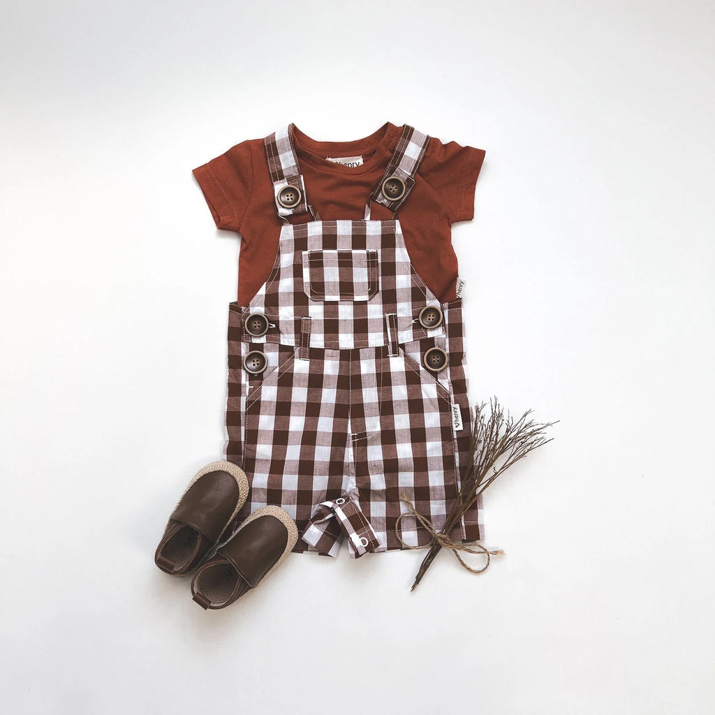 Love Henry Baby Boys Ned Dungarees (Large Bronze Check)