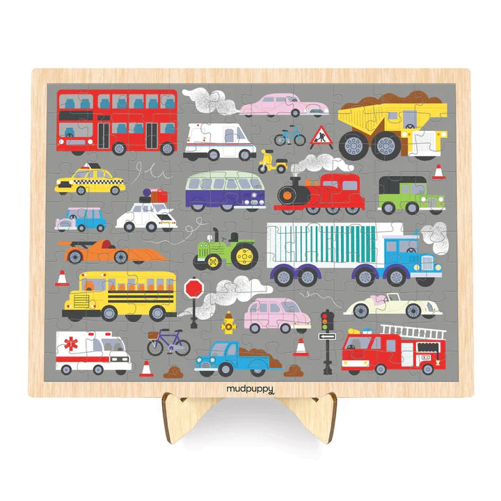 Mudpuppy 100 Piece Wood Puzzle + Display (On The Move)