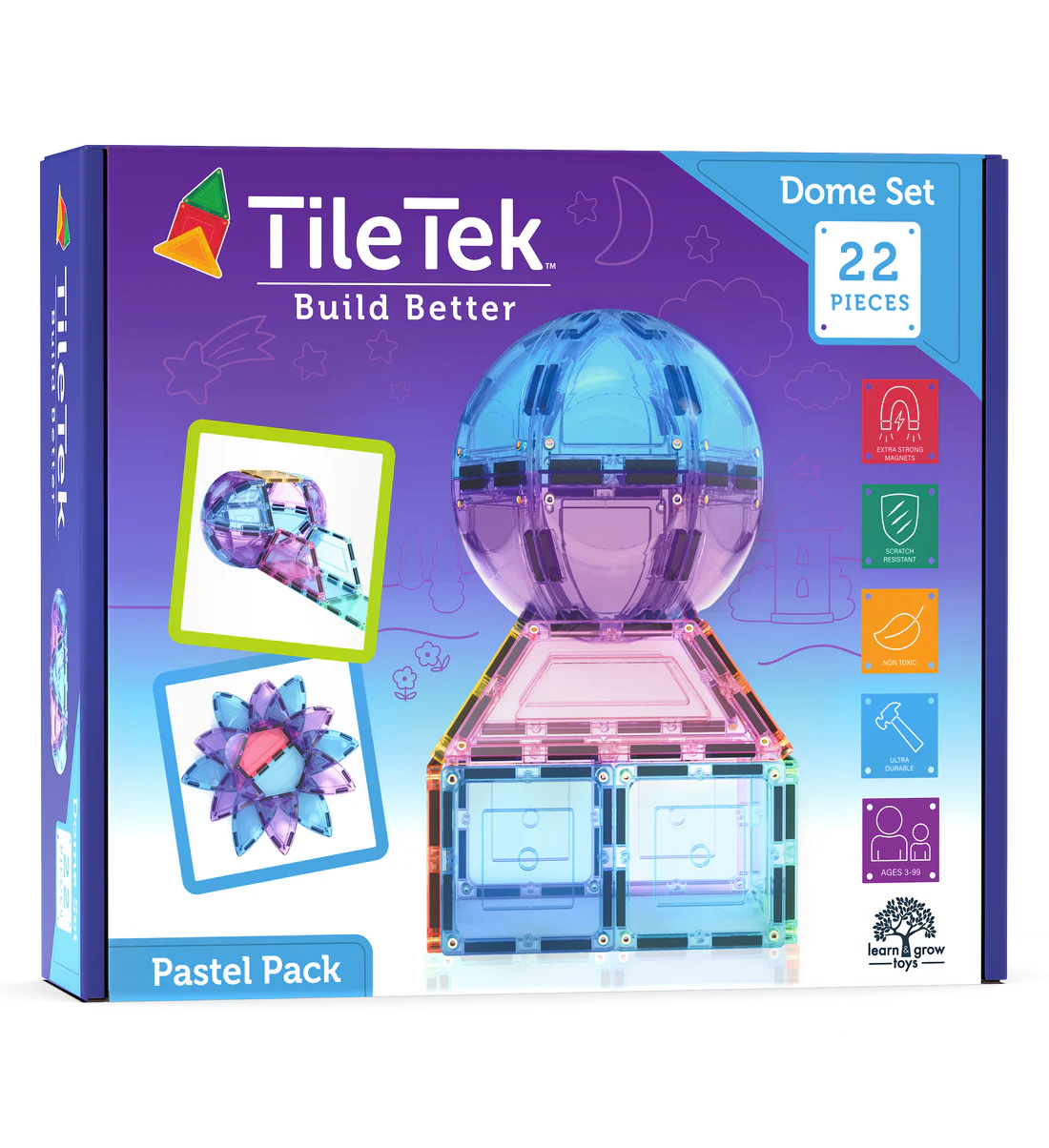 TileTek Magnetic Tiles Pastel Dome Set (22pc)