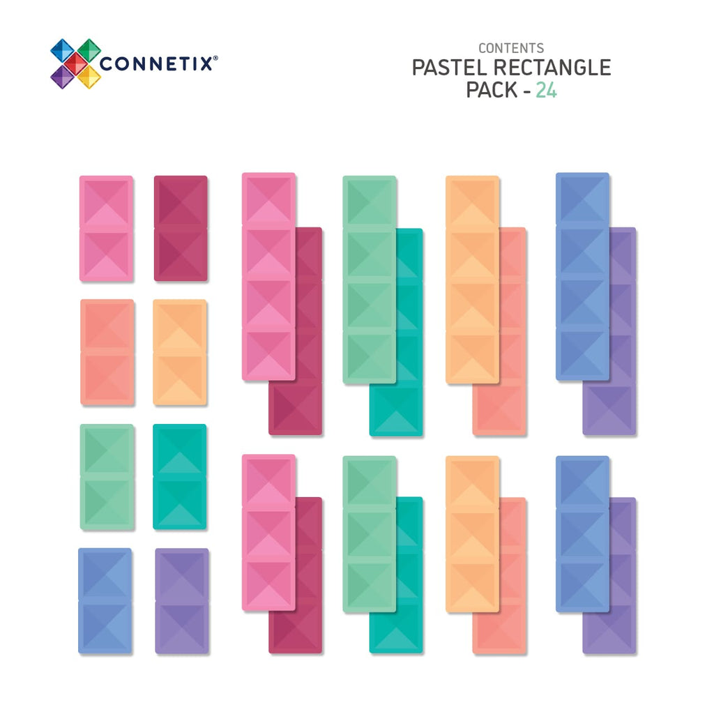Connetix Tiles 24 Piece Rectangle Pack (Pastel)