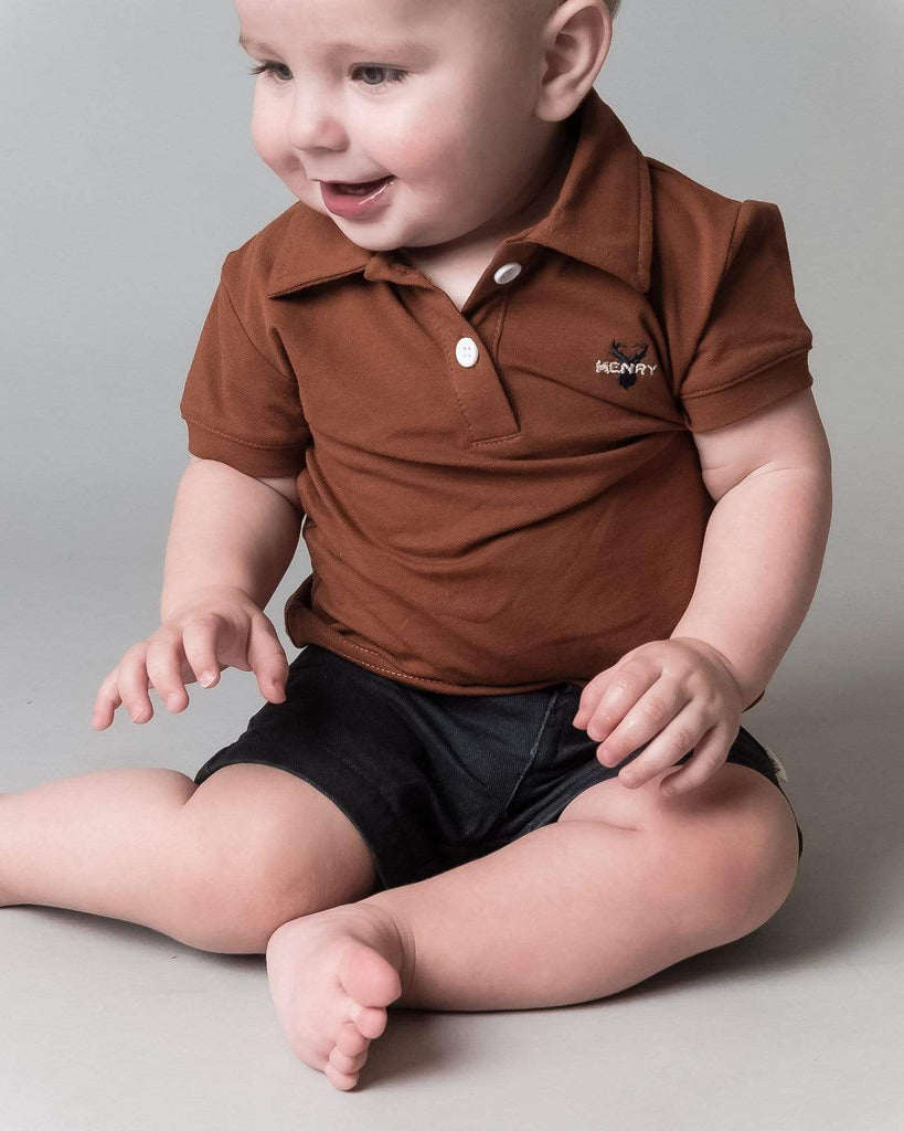 Love Henry Baby Boys Polo Romper (Bronze)