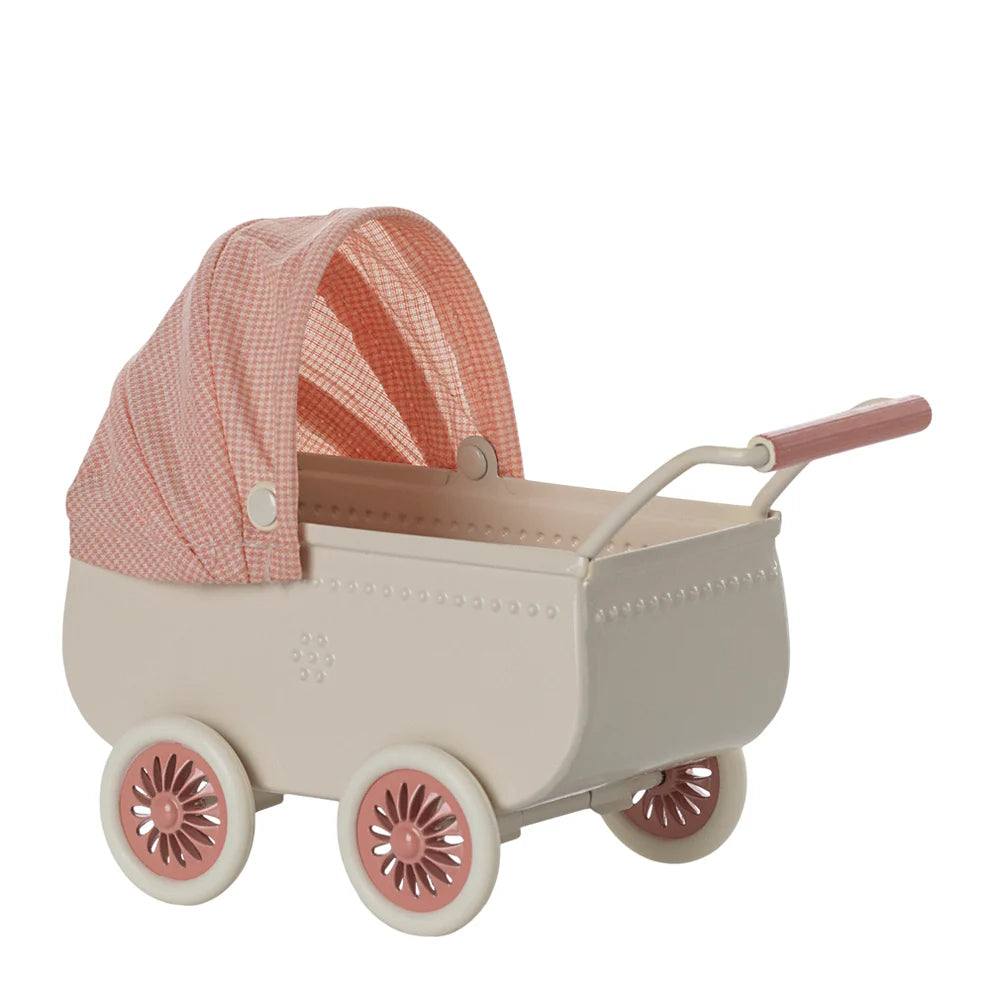 Maileg Pram Mouse (Coral)