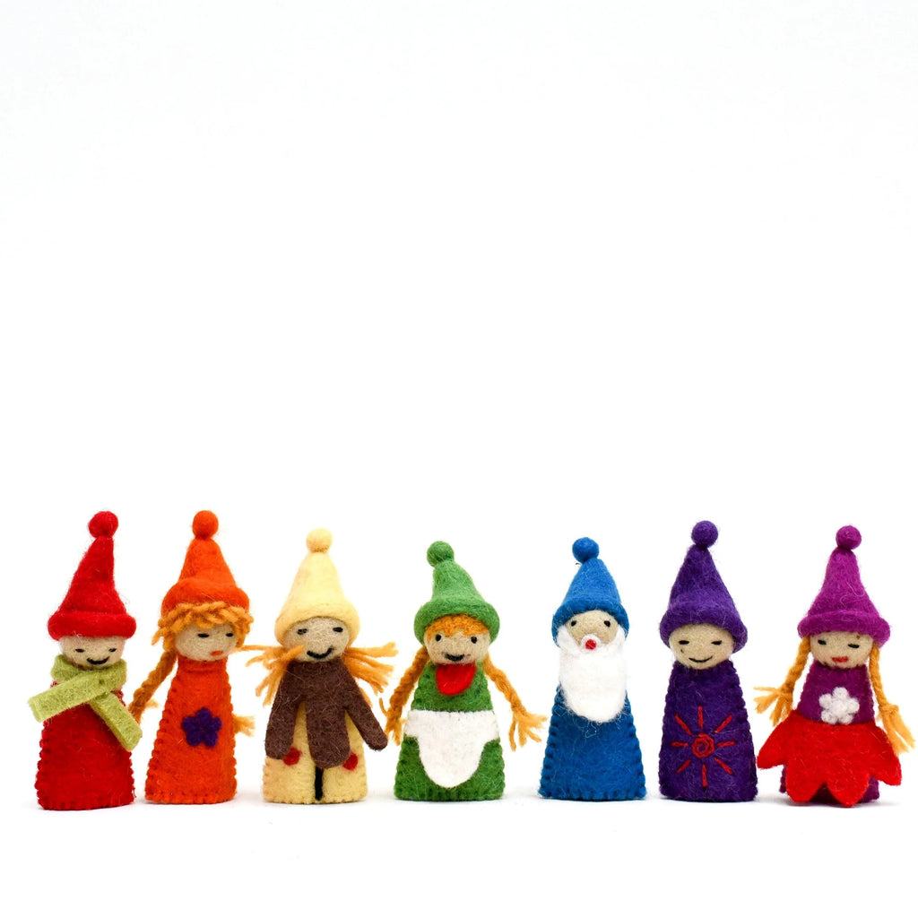 Tara Treasures Finger Puppet Set (Rainbow Colourful Gnomes)