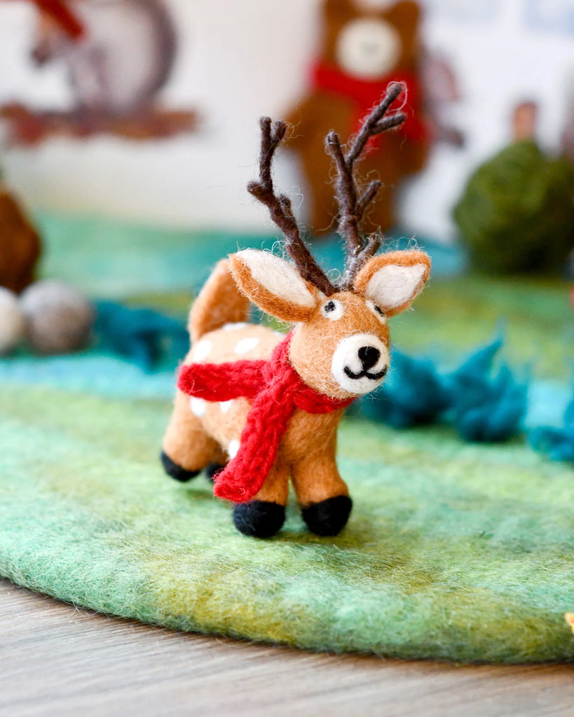 Tara Treasures Felt Reindeer With Red Scarf Toy