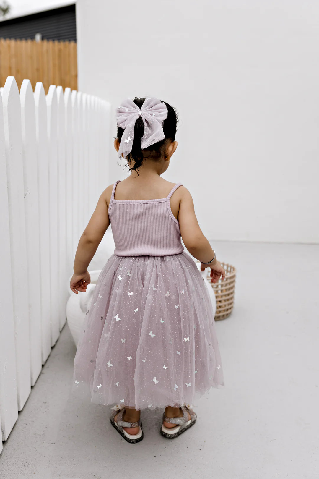 Confetti Kidz Ribbed Tulle Dress (Mauve Butterflies)