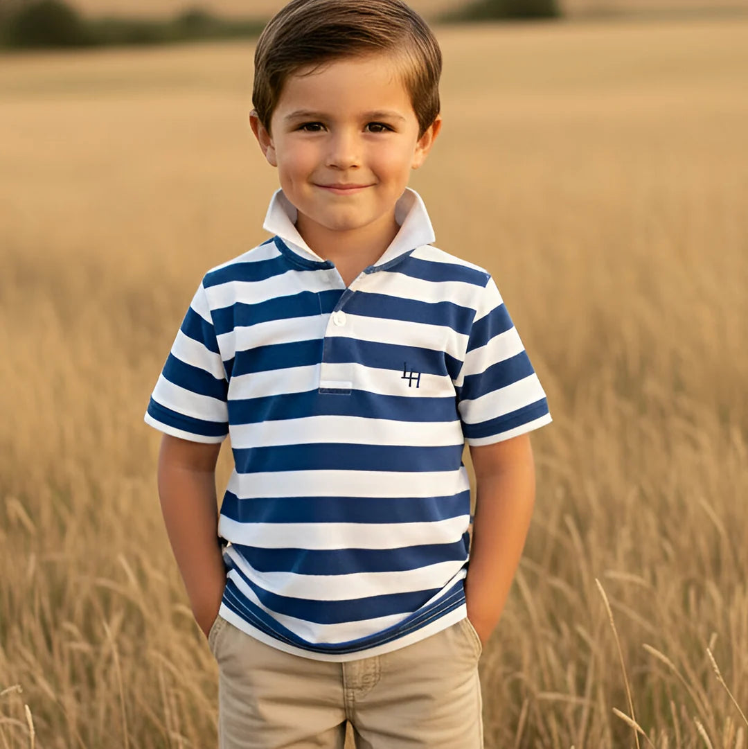 Love Henry Boys Rugby Polo Shirt (Blue Stripe)