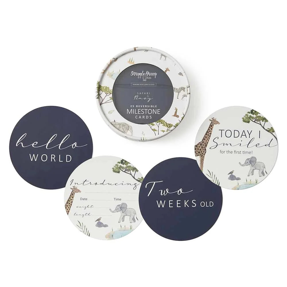 Snuggle Hunny Kids Milestone Cards (Safari & Navy)